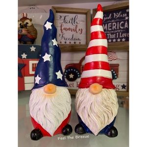 8” Set of 2 Patriotic Gnome Figurines